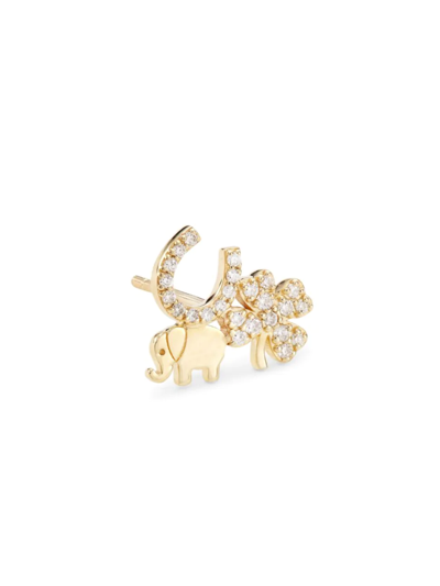 Sydney Evan Women's 14k Yellow Gold & Diamond Lucky Stud Earring