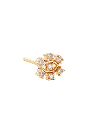 Sydney Evan Women's 14k Yellow Gold & Diamond Evil-eye Stud Earring