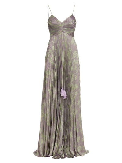 Alexis Cayden Pleated Jacquard Handkerchief Dress In Lilac