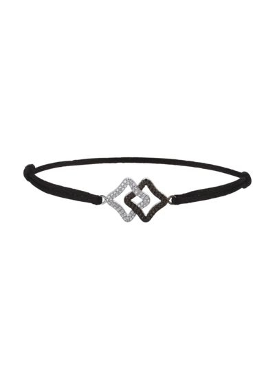 Danielle Marks Women's Duality 18k White Gold, Diamond, & Silk Cord Bracelet In Black