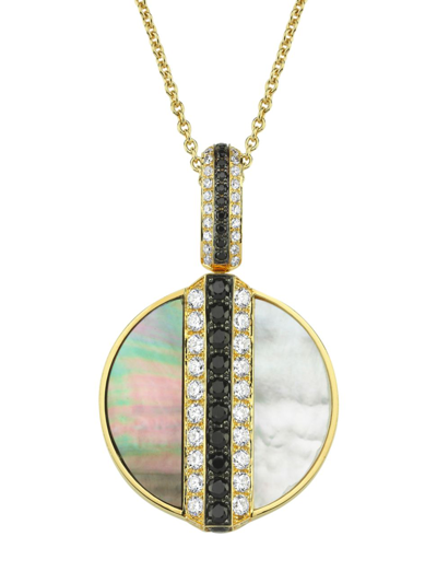 Danielle Marks Women's Luna 18k Yellow Gold, Mother-of-pearl, & Diamond Pendant Necklace In Black