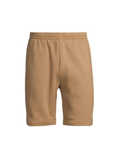 Lacoste Brushed Cotton Fleece Shorts In Beige