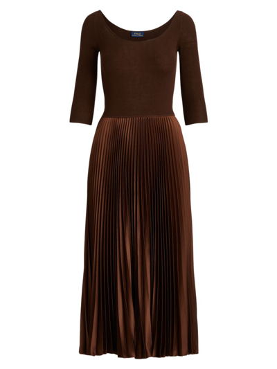 Polo Ralph Lauren Women's Knit Pleated Midi-dress In American Brown