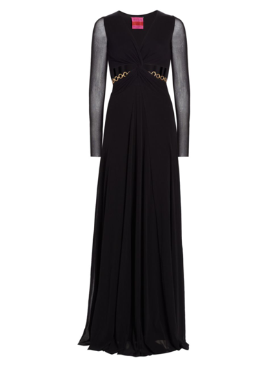 Prabal Gurung Wndrlust By  Ada Chain-embellished Cut Out Gown In Black