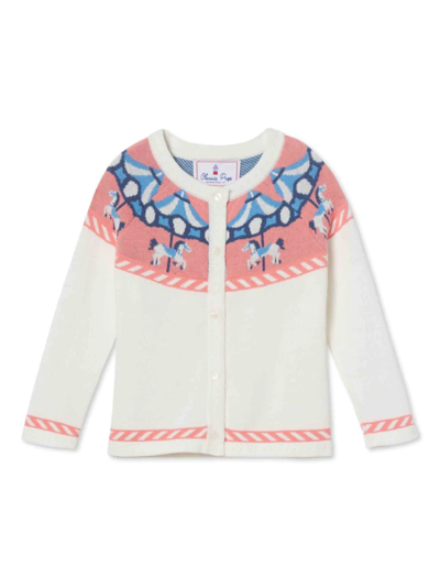 Classic Prep Kids' Little Girl's & Girl's Sage Carousel Fairisle Cardigan In Cannoli Cream