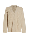 Atm Anthony Thomas Melillo Cable-knit Wool Cardigan In Barley