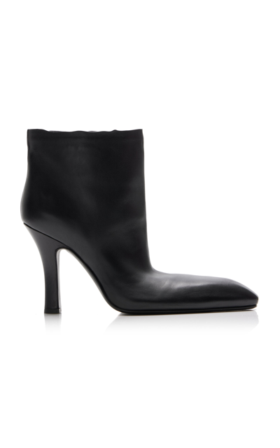 Balenciaga Black Falkon 105 Leather Ankle Boots In 1000