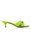 Balenciaga Cagole Lambskin Buckle Slide Sandals In Yellow