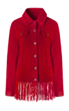 ALEJANDRA ALONSO ROJAS WOMEN'S SUEDE JACKET W/ CROCHET FRINGES