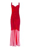 ALEJANDRA ALONSO ROJAS DIP-DYED RUCHED SILK GOWN