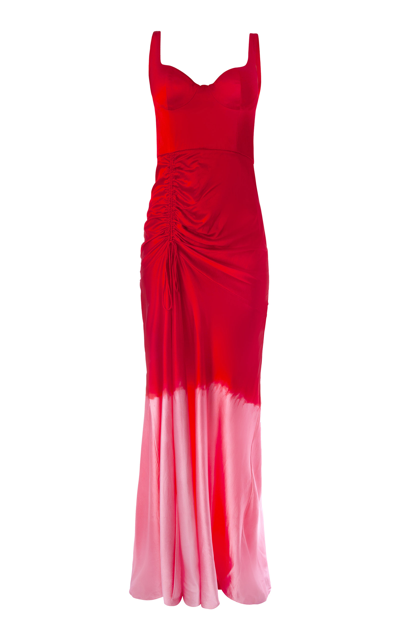 Alejandra Alonso Rojas Women's Dip-dyed Ruched Silk Gown In Red