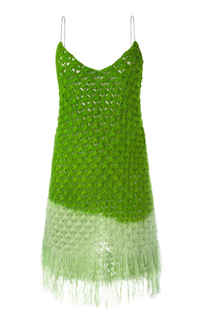 Alejandra Alonso Rojas Women's Crochet Silk Mini Dress In Green