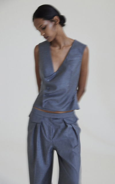 Aya Muse Grio Asymmetric Wool Vest In Grey