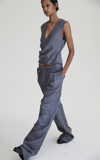 Aya Muse Gray Palm Trousers In Grey