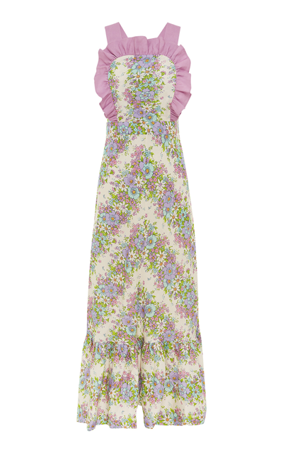 Alãmais Women's Agnes Floral Linen Maxi Dress
