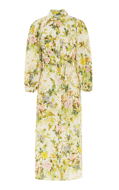 Alãmais Women's Eden Floral Linen Midi Dress
