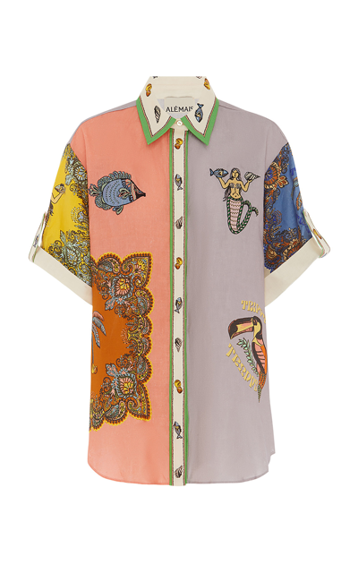 Alãmais Women's Trippy Troppo Embroidered Linen Button-down Shirt In Multi