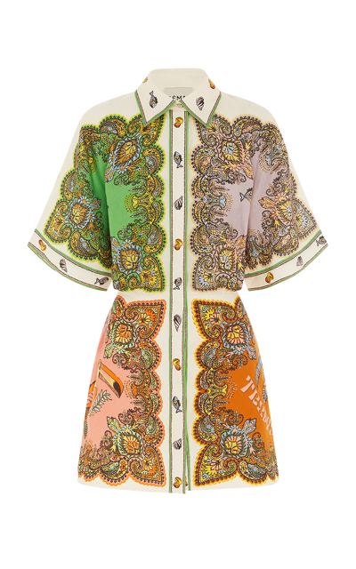 Alãmais Women's Trippy Troppo Printed Linen Mini Dress