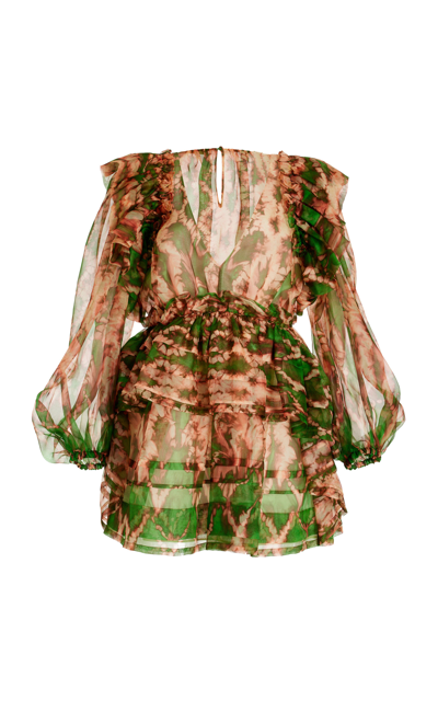Ulla Johnson Adelaide Ruffled Printed Silk-organza Mini Dress In Serpentine