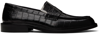 Han Kjobenhavn Black Croc Embossed Loafers In Black Croc