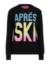 Mc2 Saint Barth Black Woman Sweater Aprés Ski Degrade Writing In Black