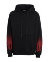 Vision Of Super Black Oversize Cotton Hoodie With Flames Man In Black