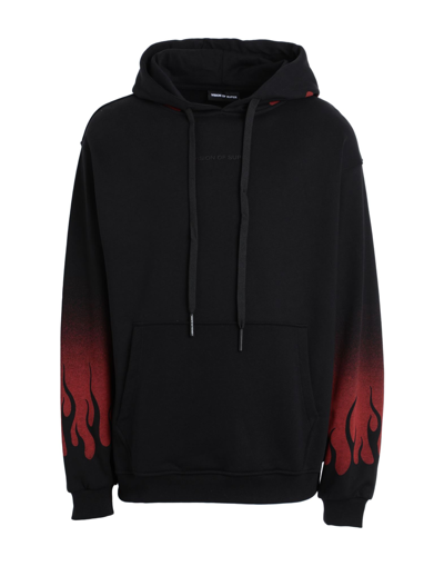 Vision Of Super Black Oversize Cotton Hoodie With Flames Man In Schwarz