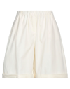 Semicouture Woman Shorts & Bermuda Shorts Ivory Size 6 Cotton, Elastane In White