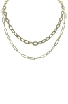 Olivia Welles Trina Double Layer Chain Necklace In Gold / Beige
