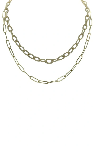 Olivia Welles Trina Double Layer Chain Necklace In Gold / Beige