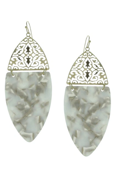 Olivia Welles Gold Plated Alana Split Drop Earrings In Worn Gold / Gray