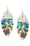 Olivia Welles Gold Plated Alana Split Drop Earrings In Worn Gold / Multi