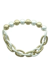 Olivia Welles Callie Beaded Chain Link Bracelet In Worn Gold / Silver