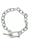 Olivia Welles Krystal Toggle Bracelet In Silver / Clear