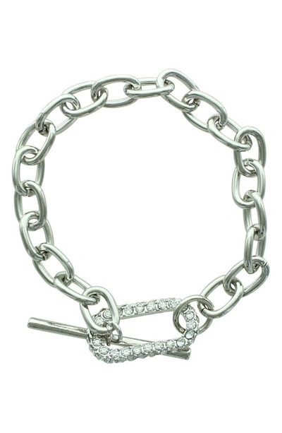 Olivia Welles Krystal Toggle Bracelet In Silver / Clear