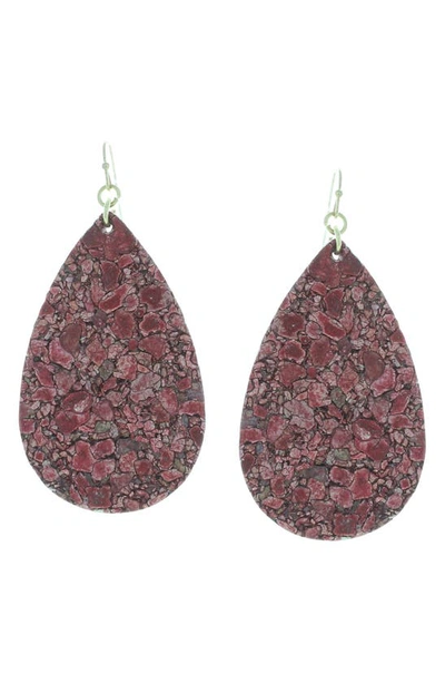 Olivia Welles Gold-plated Riah Cork Earrings In Worn Gold / Burgundy
