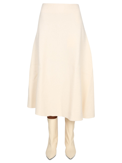 Jil Sander Wool Skirt In White