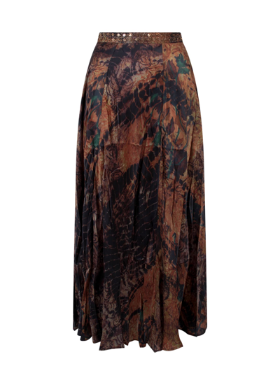 Mes Demoiselles Graphic-print Midi Skirt In Brown