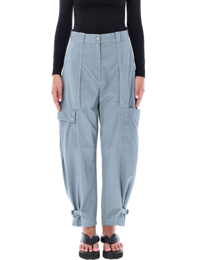 Tory Burch Cotton Cargo Pants In Washed Bluestone