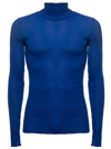 Off-white Helvet Fine Gauge Rib Turtleneck Sweater In Blu