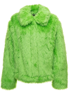 MSGM LIME GREEN SHORT FAUX FUR JACKET WOMAN MSGM