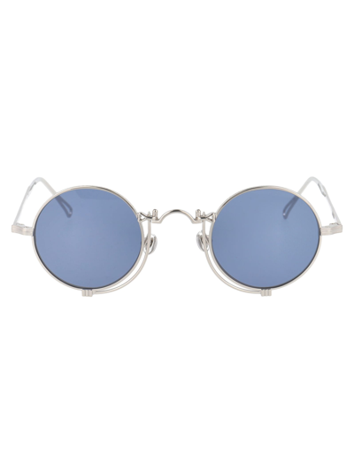 Matsuda Silver 10601h Sunglasses In Palladium White - Cobalt Blue