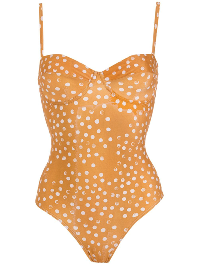 Lenny Niemeyer Spot-print One-piece Swimsuit In Yellow