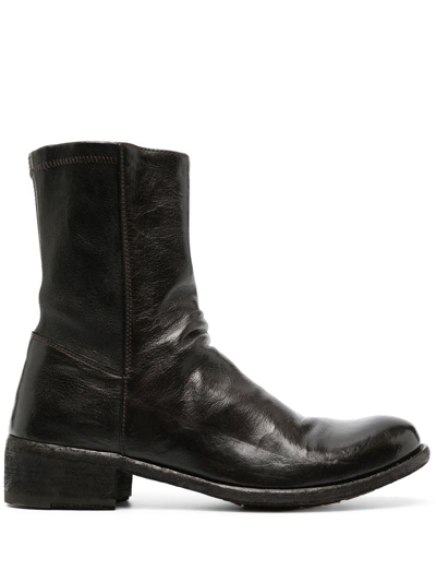 Officine Creative Zipped Leather Boots In 褐色