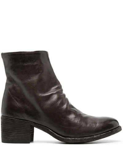 Officine Creative Denner Block-heel Leather Boots In 褐色