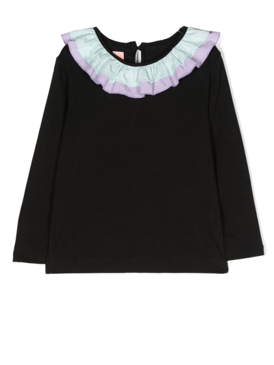 Wauw Capow By Bangbang Amina Ruffle-collar T-shirt In 黑色