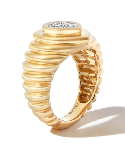 Yvonne Léon 9kt Yellow Gold Pear Pave Diamond Signet Ring In 金色