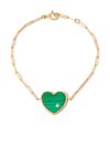 YVONNE LÉON 9KT AND 18KT YELLOW GOLD MALACHITE DIAMOND HEART CHAIN BRACELET