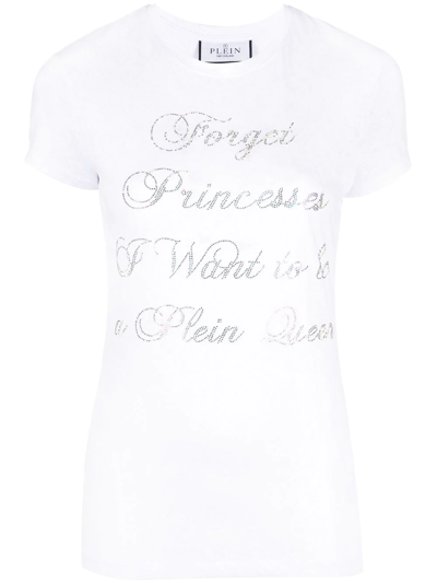 Philipp Plein Crystal-embellished Cotton T-shirt In White