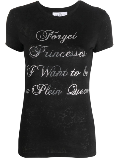 Philipp Plein Crystal-embellished Cotton T-shirt In Black
